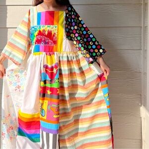 Rainbow&Vintage Fabric | Handmade Quilted Bandana Dress SKU 06054 Rainbow